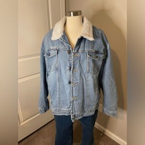 wrangler sherpa lined jean denim coat
